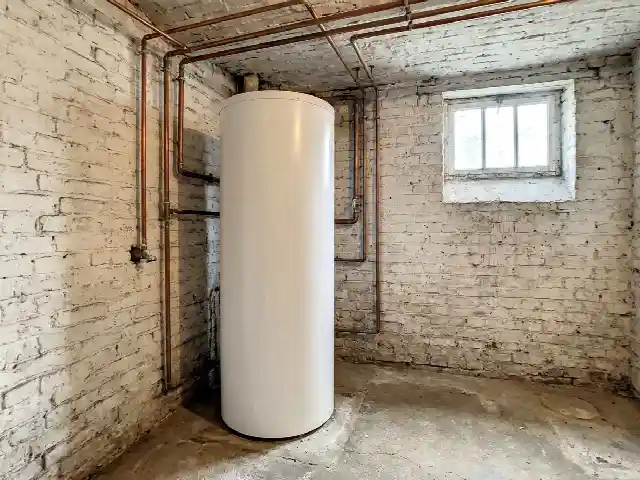 Chauffe-eau thermodynamique installé dans une cave en briques